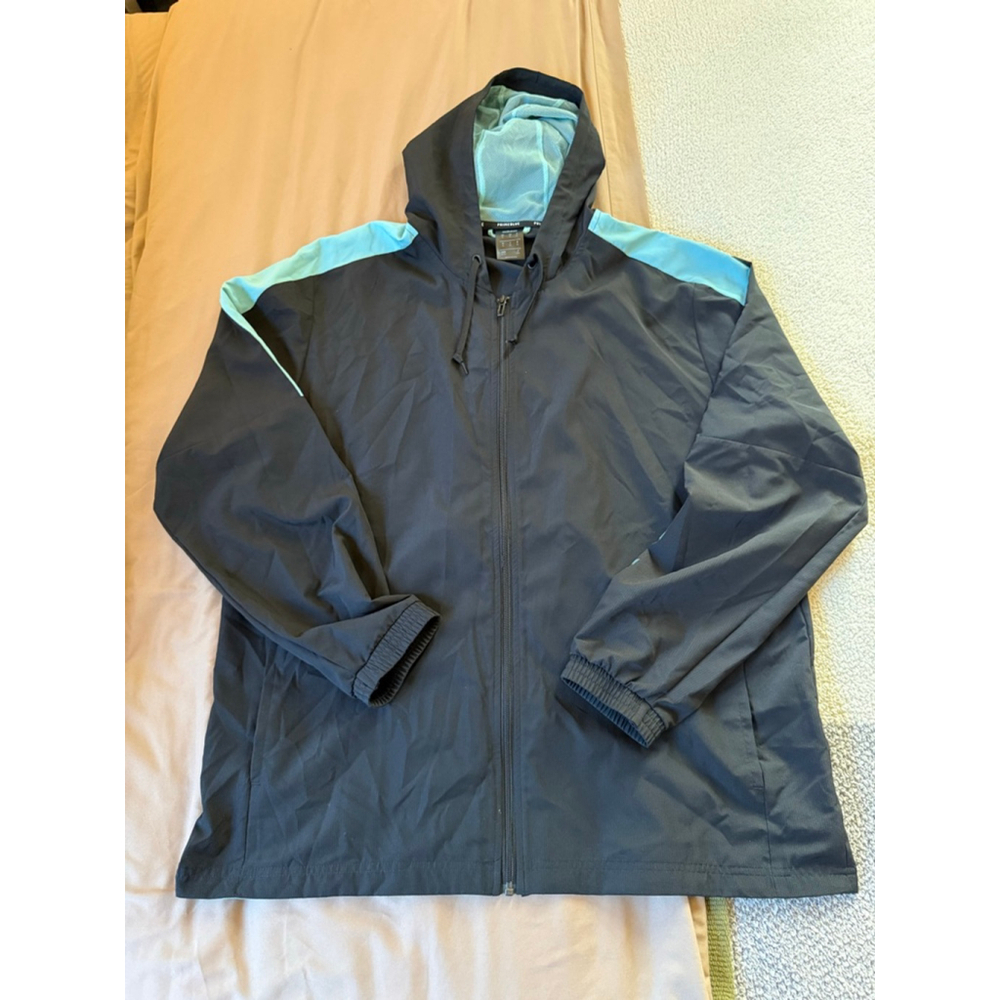 Men's Adidas Windbreaker XL Black Light Blue Hooded Jacket